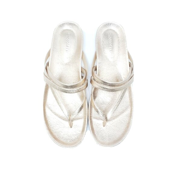 Chocolat Blu Yoyo Sandal Gold Metallic Leather Strappy Flip Flop EU 40 US 9-9.5 - Picture 4 of 9